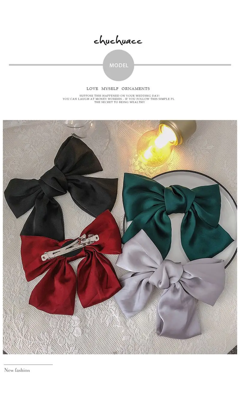 Pince à cheveux et élastique à grand nœud papillon, style coréen Dongdaemun, double couche oversize en satin, fourniture