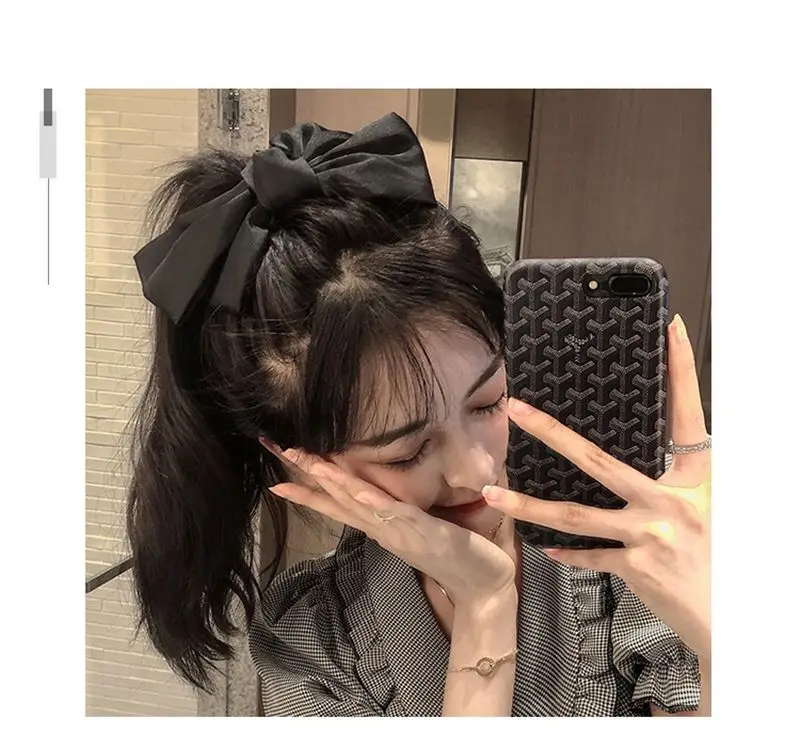 Pince à cheveux et élastique à grand nœud papillon, style coréen Dongdaemun, double couche oversize en satin, fourniture