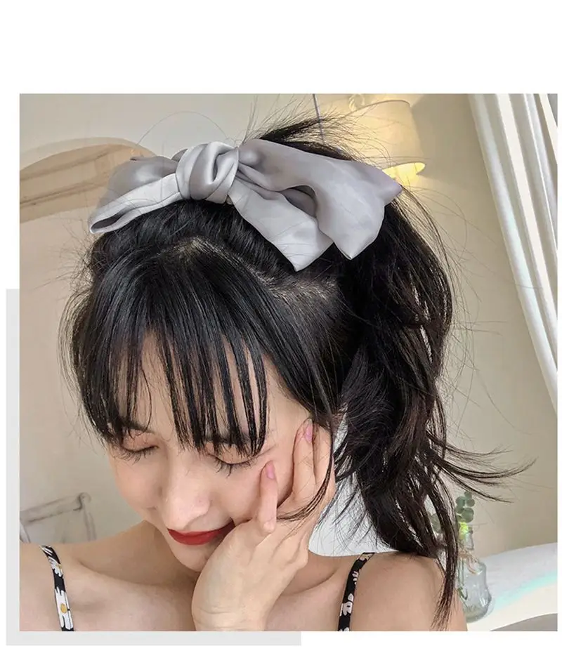 Pince à cheveux et élastique à grand nœud papillon, style coréen Dongdaemun, double couche oversize en satin, fourniture