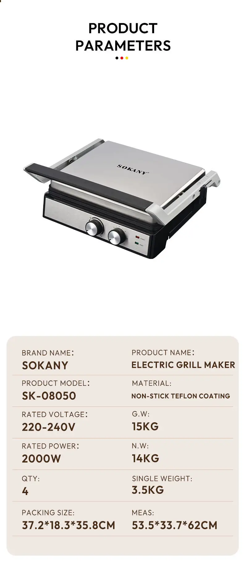 Foreign Trade Sokany08050 Steak Machine Breakfast Machine Frying Grill Barbecue Sausage Burger Bread Sandwich Machine