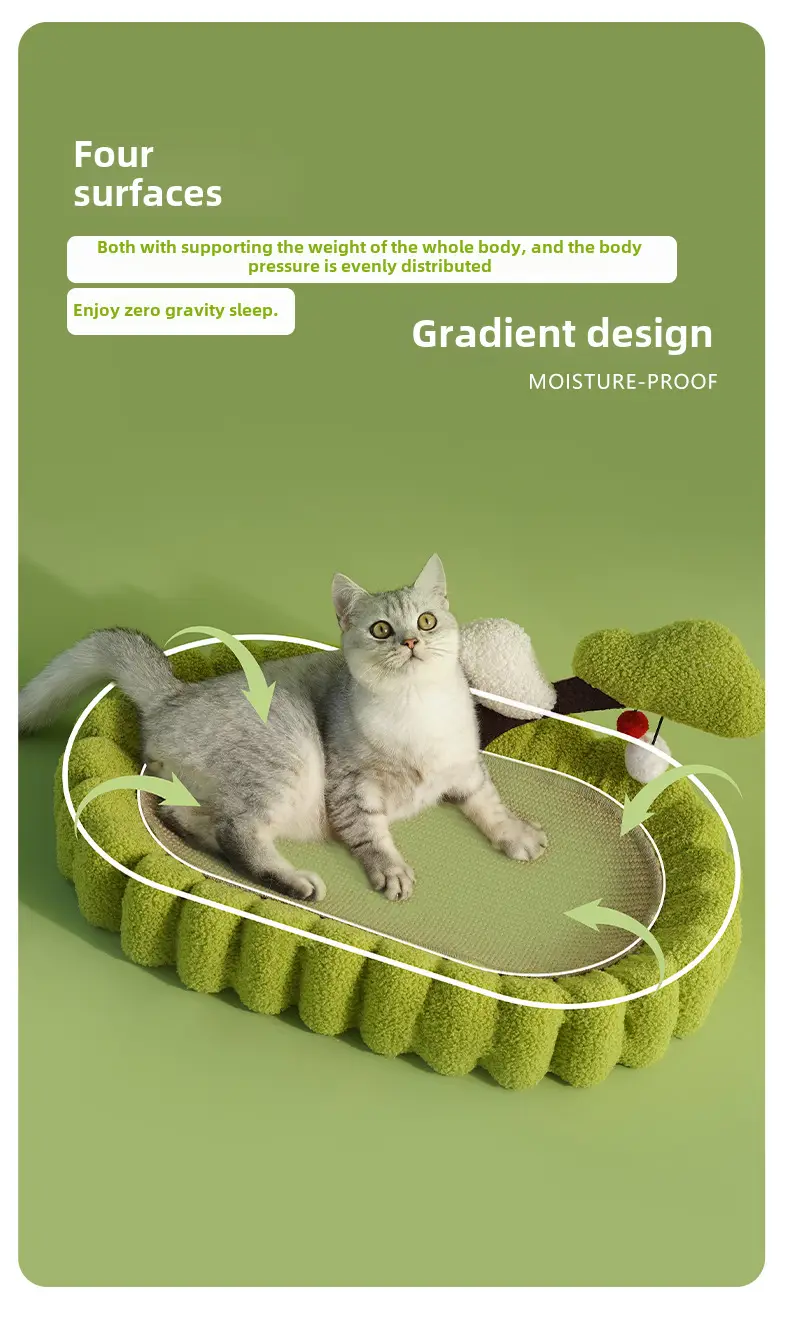Griffoir et niche pour chat tout-en-un, en sisal, sans perte de fibres, résistant au grattage, grand format ovale, griff