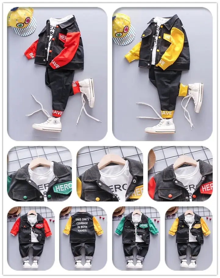 Ensemble automne pour garçon, chemise à carreaux pour enfant, pantalon de travail élégant, ensemble trois pièces tendanc