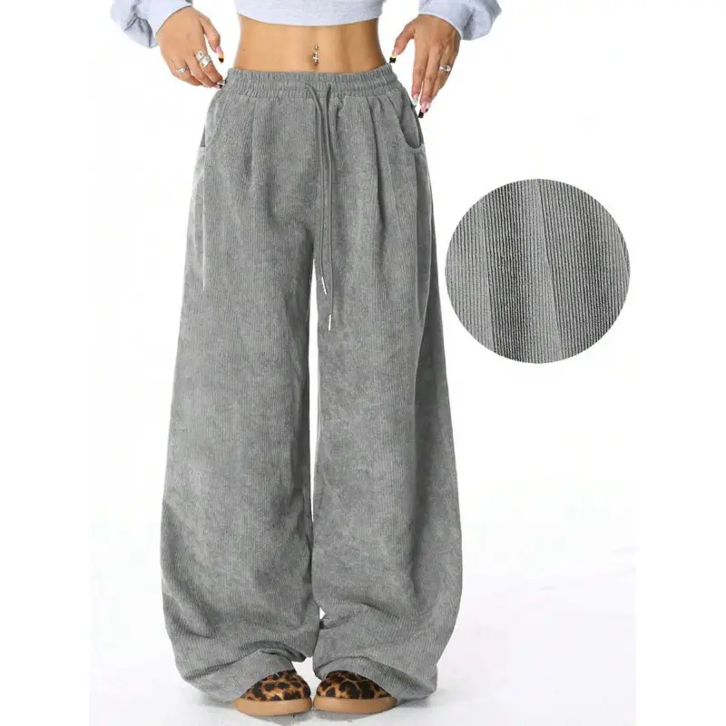 2026 Cross-Border European and American Amazon New Style Lazy Style High-Waisted Casual Versatile Drapey Drawstring Wide