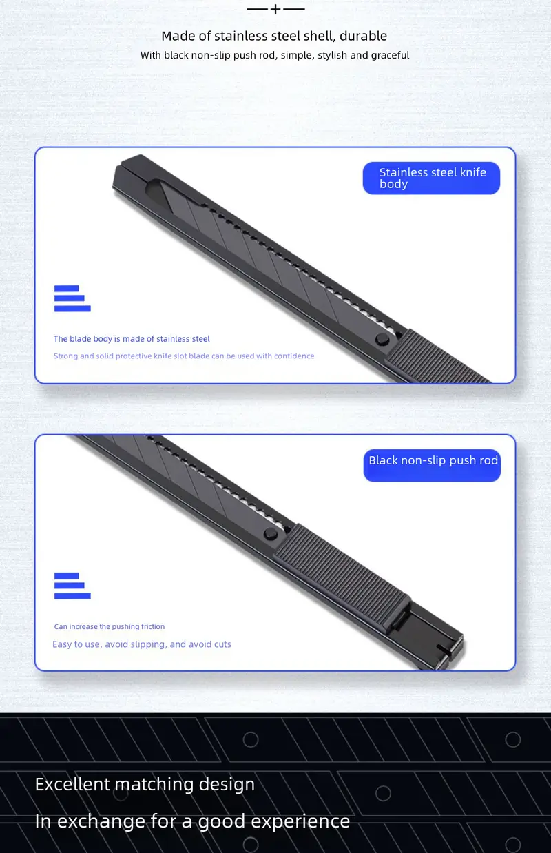 Deli Small Utility Knife 30 Degree Small Wallpaper Knife Black Blade Knife Holder Titanium Alloy Stainless Steel Paper K