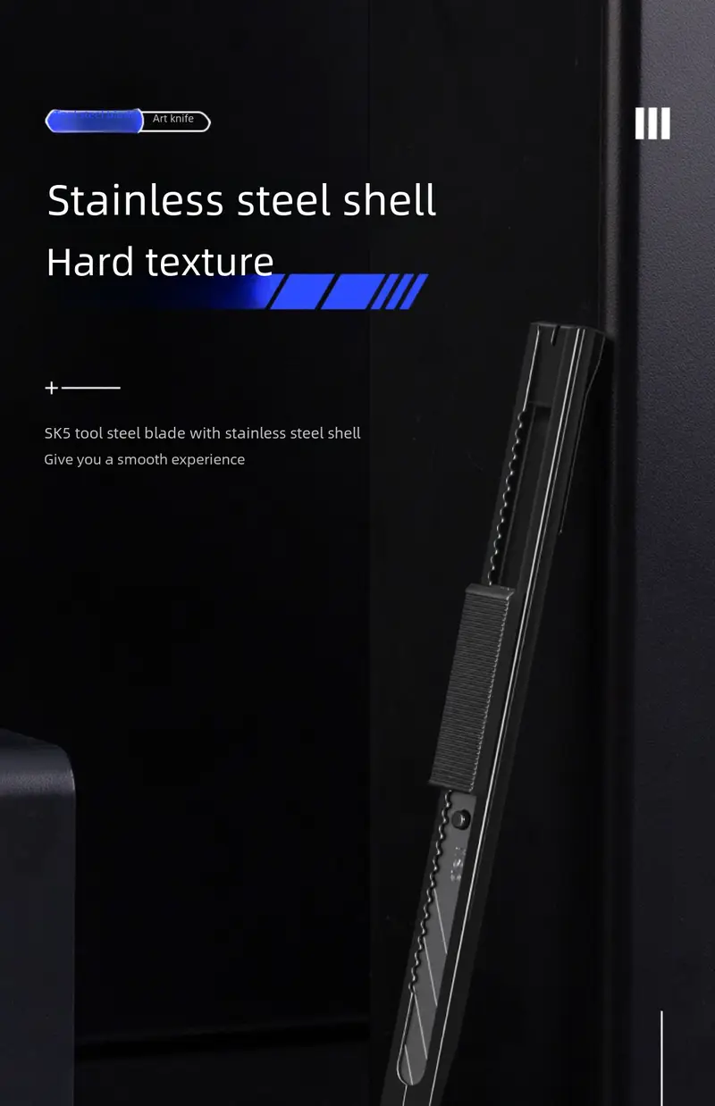 Deli Small Utility Knife 30 Degree Small Wallpaper Knife Black Blade Knife Holder Titanium Alloy Stainless Steel Paper K