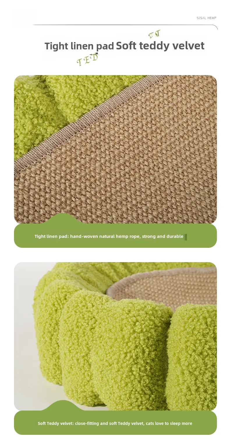 Griffoir et niche pour chat tout-en-un, en sisal, sans perte de fibres, résistant au grattage, grand format ovale, griff