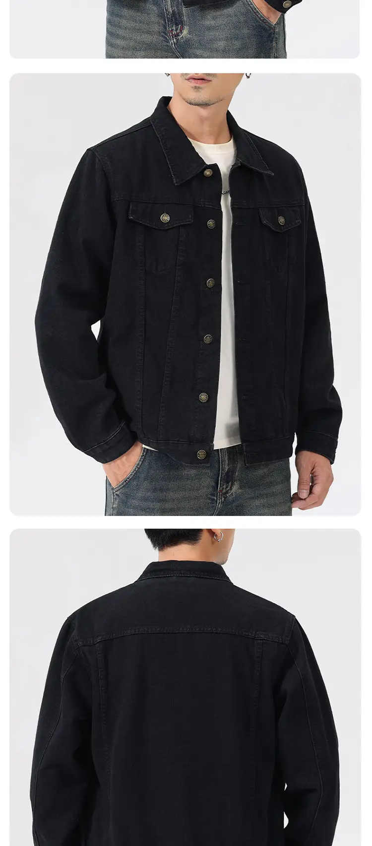 Japanese Fashionable Washed Heavy Denim Jacket Men's Loose plus size Autumn New Casual All-match Lapel Jacket