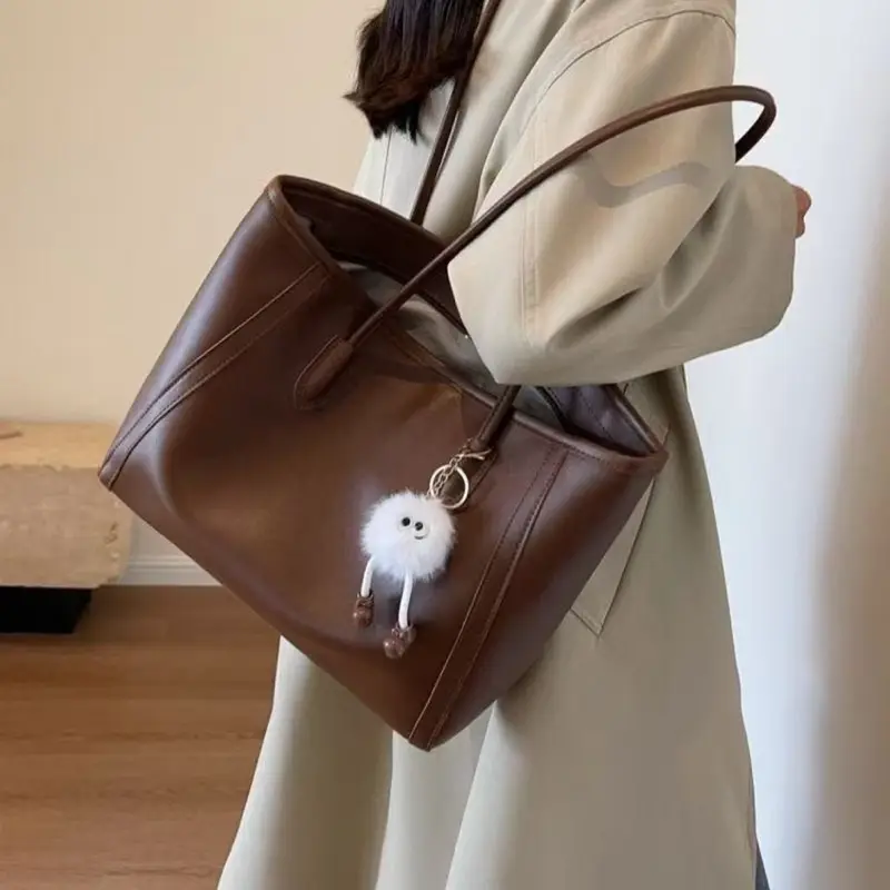 Nouveau modèle transfrontalier, grand cabas femme, automne-hiver 2025, sac épaule pour le travail, sac à main PU grande