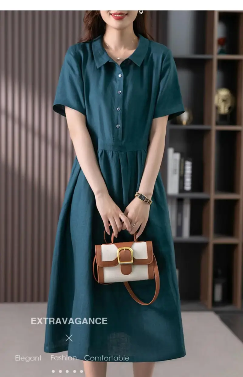 European Plus-Size New Dress, Loose Fit for Plus-Size Women, 2026 Summer New Style, Elegant Dress for Middle-Aged Women