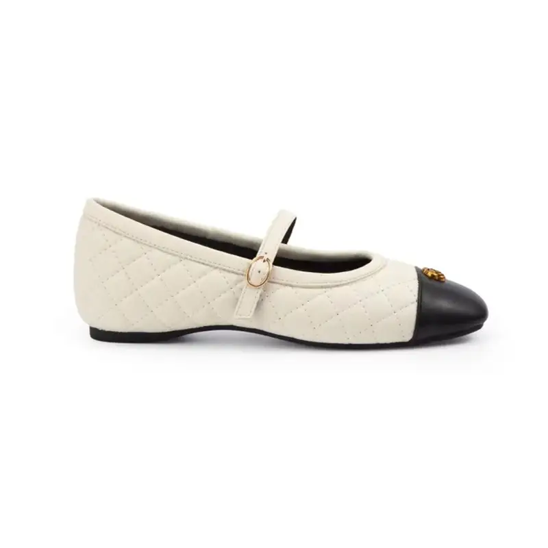 Camellia Flat-Soled Chanel-Style Mary Jane Shoes for Women, 2026 Spring/Summer New Korean Fashion Quilted Ballet Flats