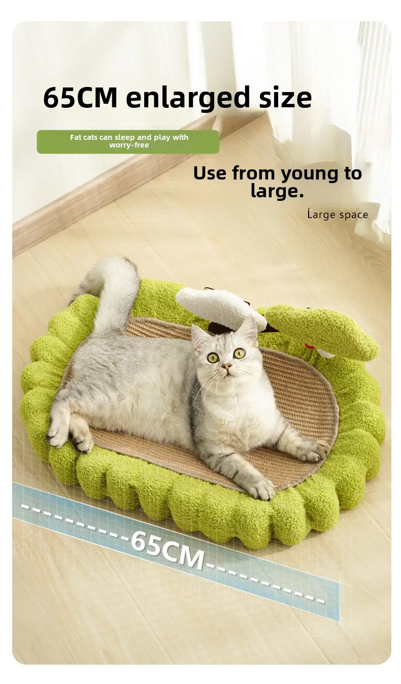 Griffoir et niche pour chat tout-en-un, en sisal, sans perte de fibres, résistant au grattage, grand format ovale, griff