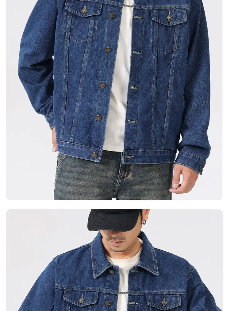 Japanese Fashionable Washed Heavy Denim Jacket Men's Loose plus size Autumn New Casual All-match Lapel Jacket