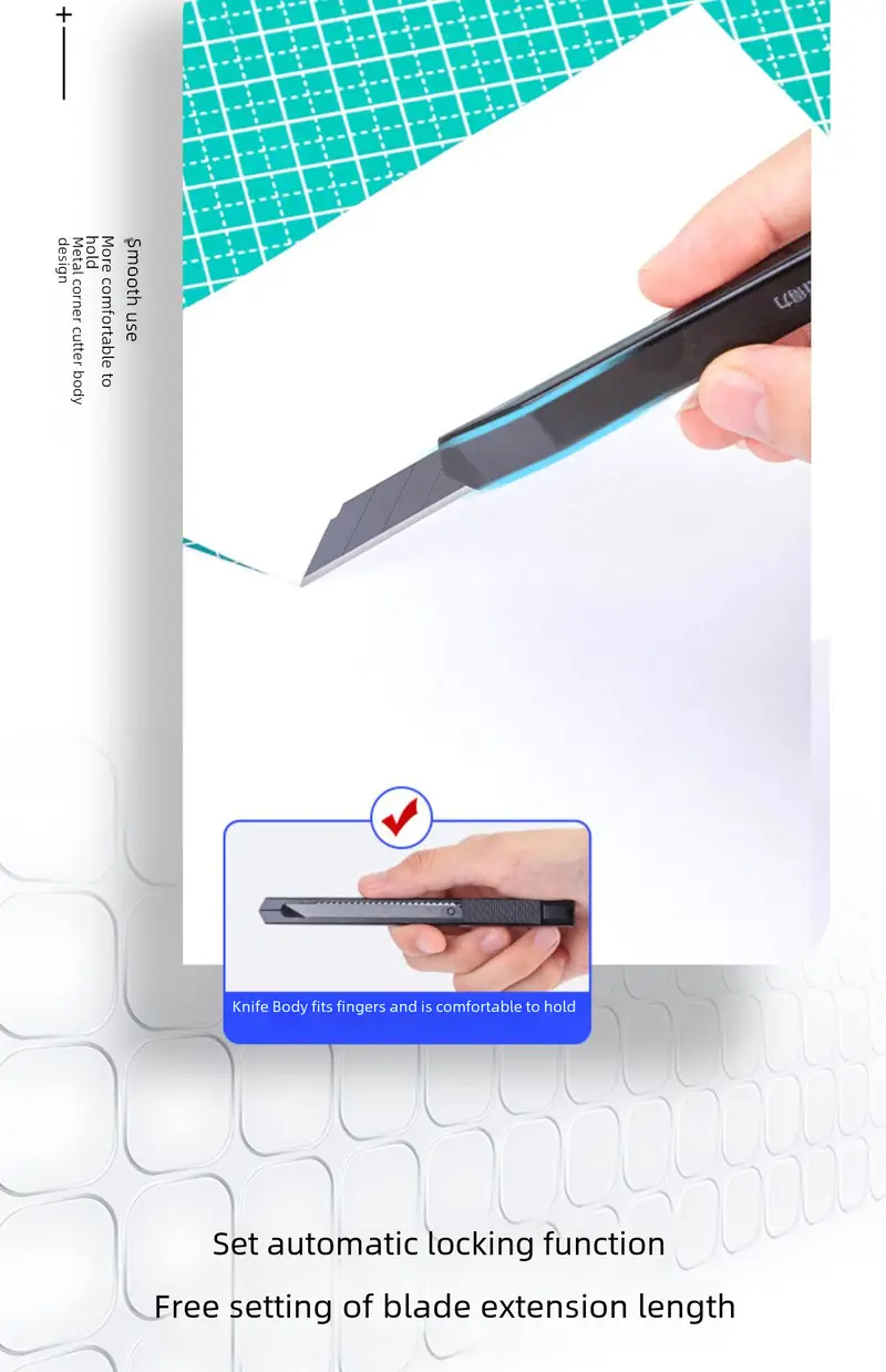 Deli Small Utility Knife 30 Degree Small Wallpaper Knife Black Blade Knife Holder Titanium Alloy Stainless Steel Paper K