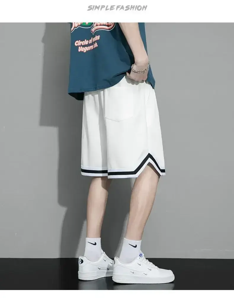 American Style Mesh Breathable Sports Basketball Shorts Men's Trendy Brand Outer Wear Summer Ice Silk Training Pants plu