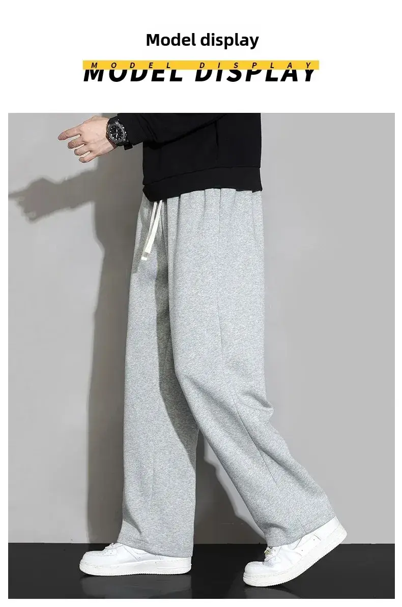 Pantalon de sport homme printemps-automne 2025, nouveau modèle, coupe ample droite grise, pantalon de survêtement adoles
